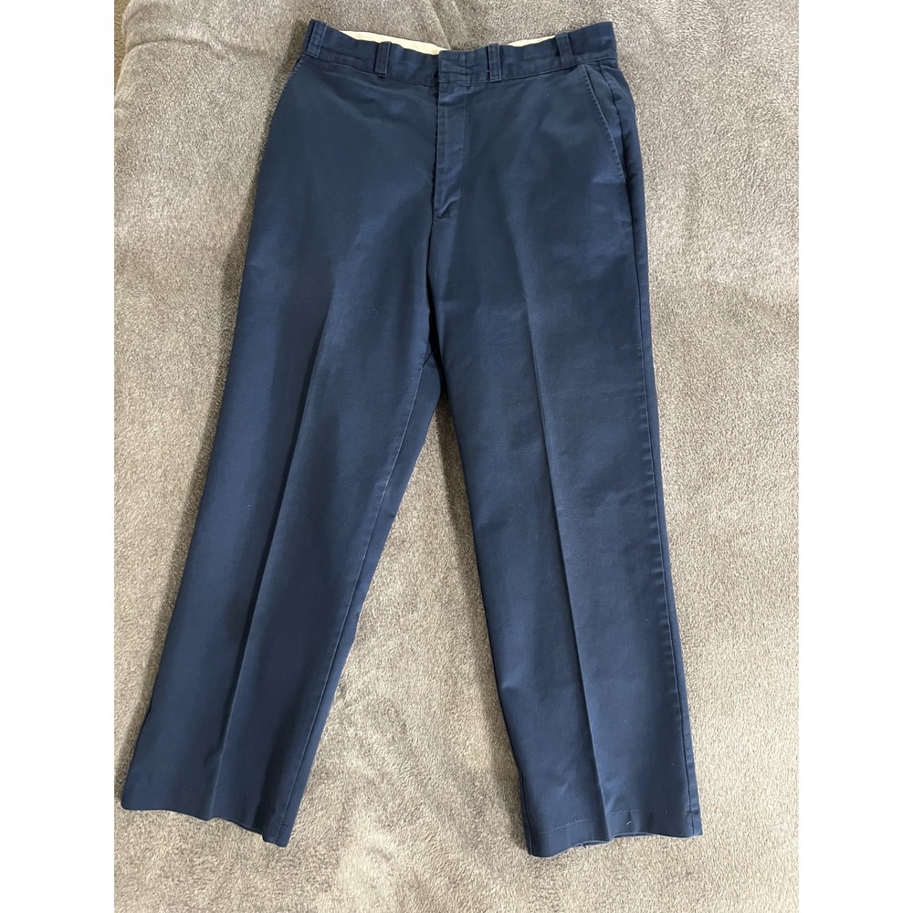 Vtg 70s Sears Fieldmaster Perm Prest Blue Mens Dress Pants Size 34x29 RegularFit